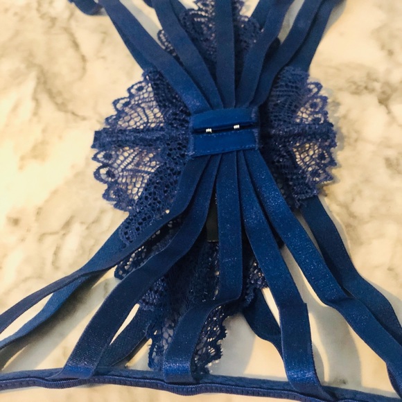 NWOT - Aisling Reine - Natasha in Sapphire - luxury lace waist cincher w/ garter - Picture 10 of 13